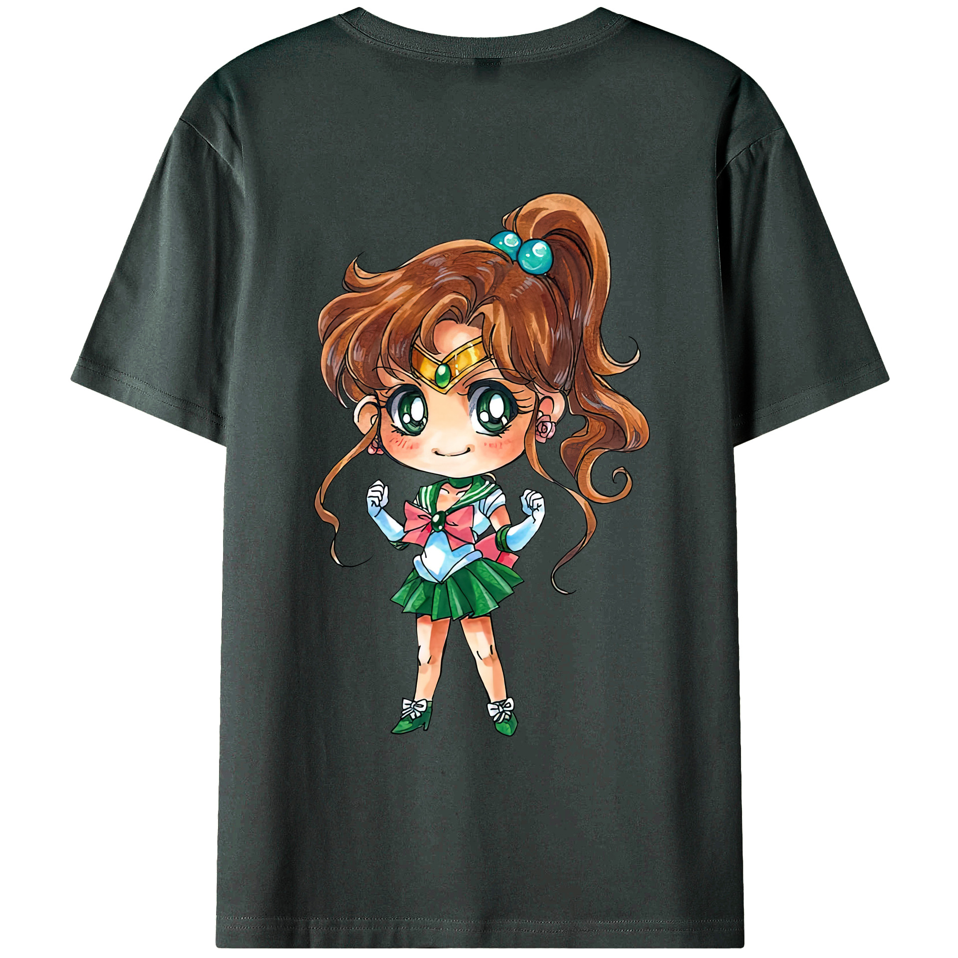 （画像用） 美少女戦士セーラームーン 木野 まこと きの まこと Sailor Moon Kino Makoto （セーラージュピター；Sailor Jupiter） 綿100％ メンズ半袖Tシャツ（バックプリント） 通気性
